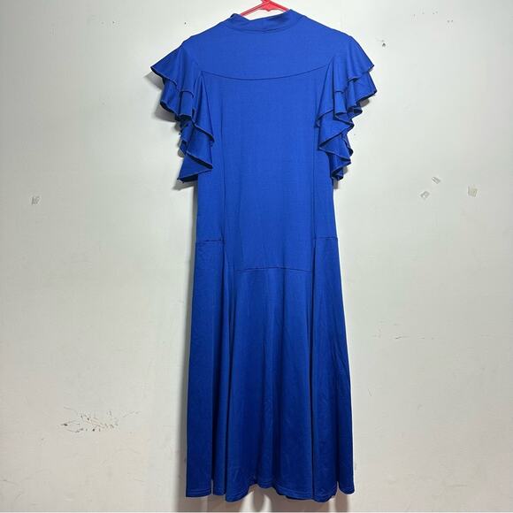 Dance Innovations Royal Blue Performance Dress, Flowy Ruffle Sleeve, NWT size AM - Picture 6 of 15